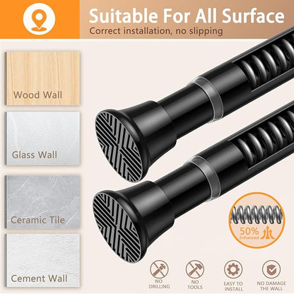 4PCS Black Shower Curtain Rod 23-46Inch, Tension Curtain Rods No Drilling | - Image 4