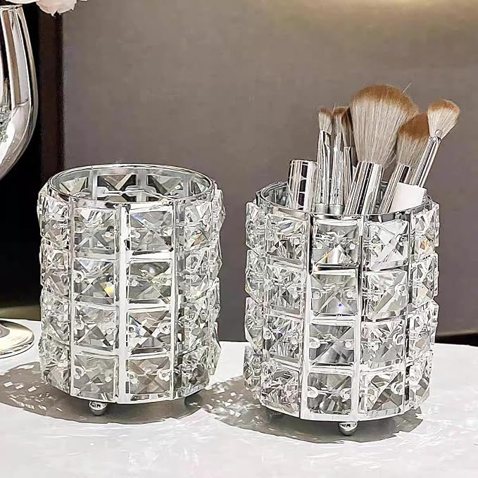 Silver Crystal Makeup Brushes Holder Organizer - Image 7