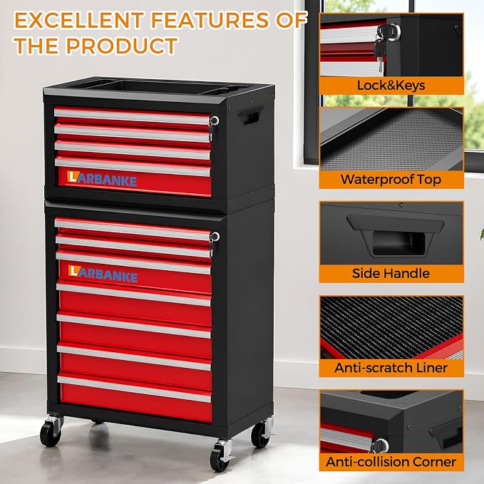 LARBANKE 11-Drawer Rolling Tool Chest, - Image 6