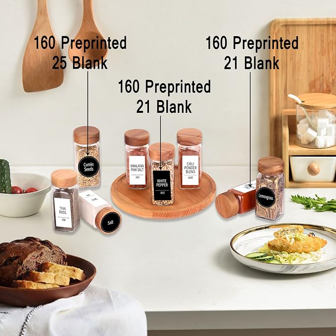 Churboro 36 Glass Spice Jars - 4 Oz Square Spice Containers with Acacia Wood - Image 3