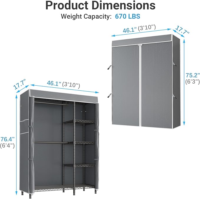 VIPEK V7C Garment Racks with Cover Portable Closets - Image 6