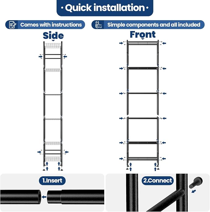 Abiglifty Storage Shelves, 6-Tier Metal Shelving, Closet Shelves - Image 7