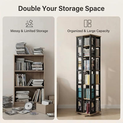 Heavy Duty CD Rack Tower, Media Storage Cabinet, 6 Tier Rotating Media Tower - Image 6