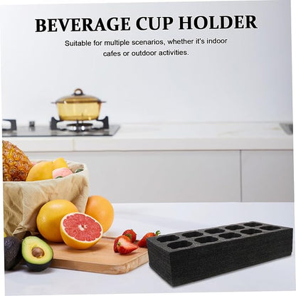 HANABASS Takeout Cup Holder Tray 10-compartment Black Foam Multi-cup Carrier - Image 7