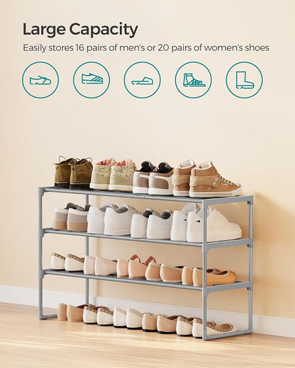 SONGMICS Shoe Rack, 3-Tier Shoe Organizer, Metal Storage Shelf, Upright or - Image 6