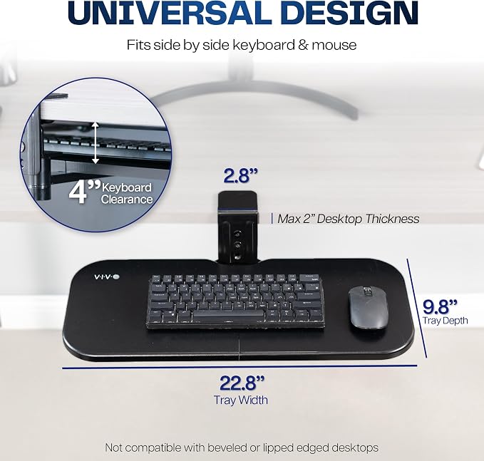 VIVO Clamp-on 23 x 10 inch Rotating Computer Keyboard and Mouse Tray, Extra - Image 3