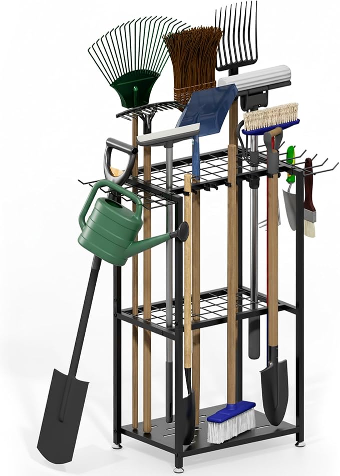 Garden Tool Organizer, 3-Tier Metal Yard Tool Rack by Faesun