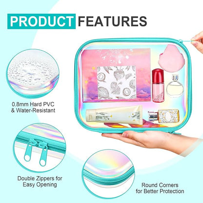 Hoolerry 4 Pcs Hard Clear Zipper Case Makeup Bags Plastic Pencil Pouch - Image 3