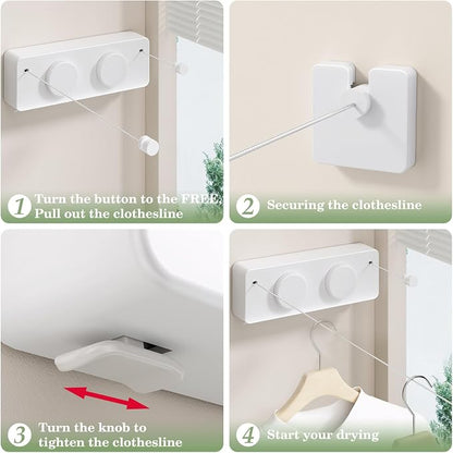 Danpoo Retractable Clothesline, Anti-Sag Adjustable Knob Heavy-Duty Clothes Line - Image 6