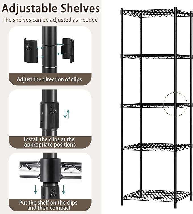 Wire Storage Standing Shelf Rack Tower, Corner Metal Shelving Unit - Image 6