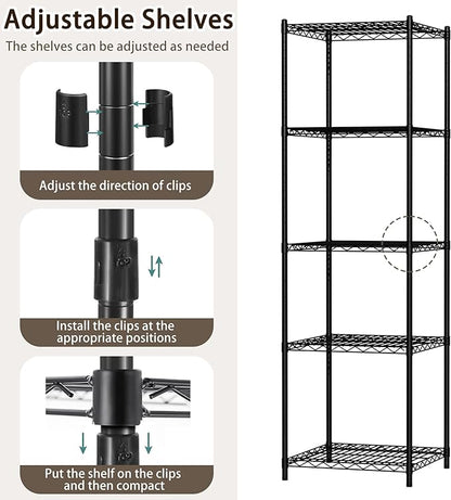 Wire Storage Standing Shelf Rack Tower, Corner Metal Shelving Unit - Image 6