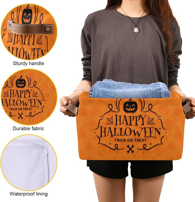 Halloween Pumpkin Foldable Storage Basket - Image 7