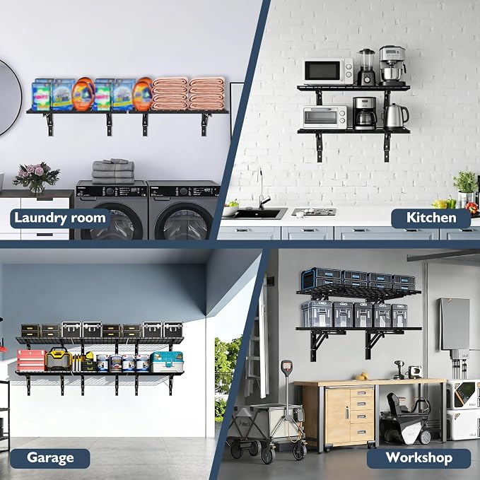 Folding Garage Wall Shelves, 660 lbs Capacity Space Saving Floating Racks - Image 8