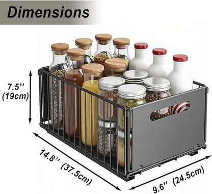 Sliding Pull-Out Cabinet Organizer 9.6"x14.8"x7.5" Black Heavy Duty Carbon - Image 2