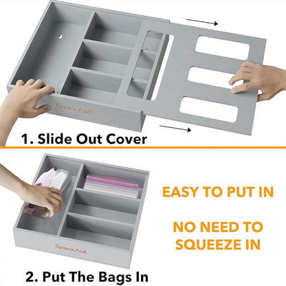 SpaceAid Bag Storage Organizer for Kitchen Drawer, Bamboo Organizer, Compatible - Image 5