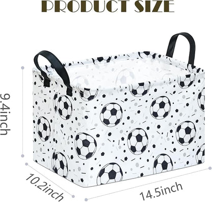 Kids Storage Basket with Soccer Print, 14.5" x 10.2" x 9.1", Waterproof with - Image 2