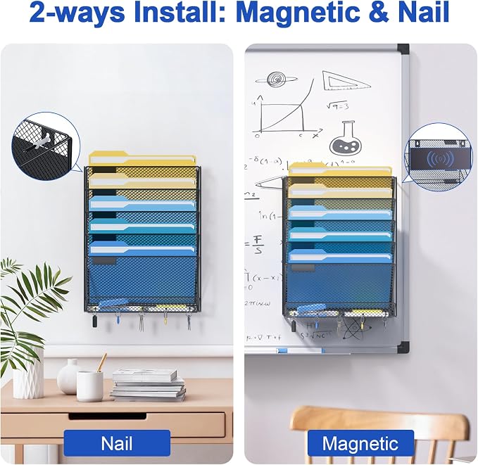 samstar Magnetic Wall File Holder, 6-Tier Hanging Wall File Organizer Wall - Image 4