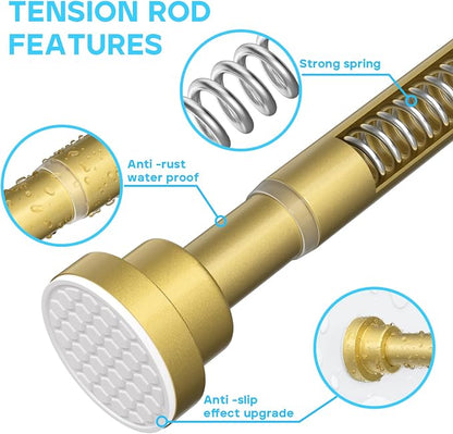 1 Pack Gold Spring Tension Curtain Rod 30-64 Inches, 7/8" inch Adjustable - Image 4