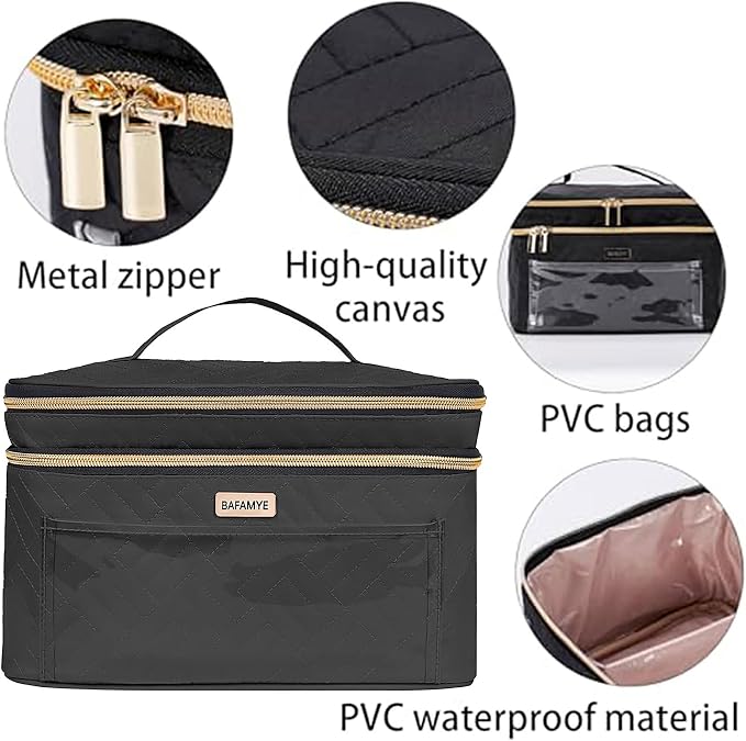 8.8L Double Layer Travel Makeup Bag Women, Large Cosmetic Case, Organizer - Image 6