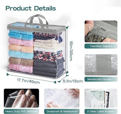 10 Pack Clear Storage Bags for Clothes, 22L Blanket Storage Bags, Under Bed - Image 2