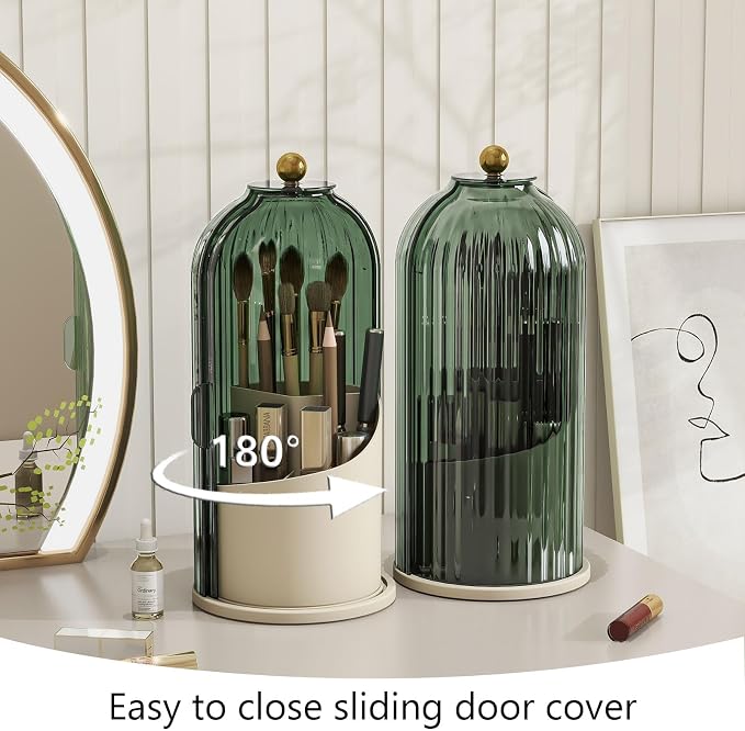 Makeup Brush Holder with Dustproof Cover 360 Rotating Makeup Brush Organizer - Image 3