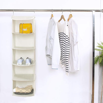 BrilliantJo 5 Shelves Hanging Closet Organizer, 2 Pack Hanging Storage - Image 2