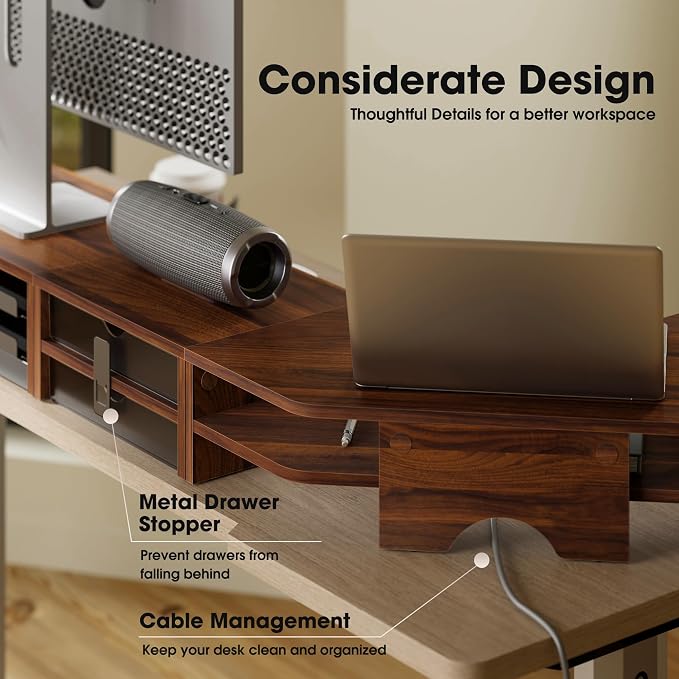 Fenge Dual Monitor Stand, 2-Tier Corner Monitor Riser - Image 6