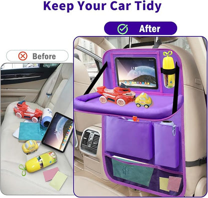 Car Backseat Organizer with Tray, Seat Back Table Holder with 6 Storage Pockets - Image 5