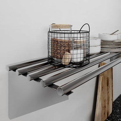 AmGood 14 in. x 48 in. NSF Stainless Steel Tubular Wall Shelf | Heavy-Duty - Image 8