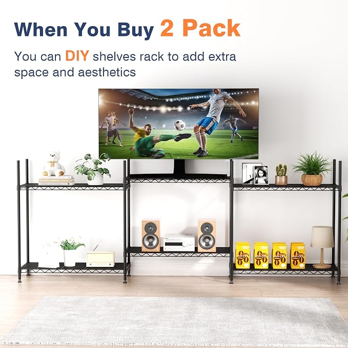 3 Tier Wire Shelf, Height Adjustable Design, 35.4"Wx17.7Dx36.5H, Lockable - Image 5