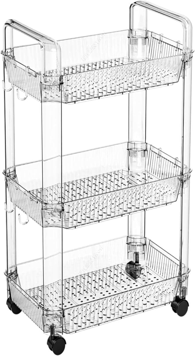 Clear 3 Tier Rolling Utility Cart by Yieach