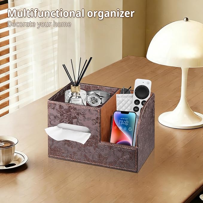 Leather Square Tissue Box Cover - Image 2
