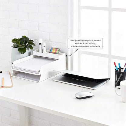 Amazon Basics Rectangular Plastic Desk Organizer, Half Accessory Tray - Image 2