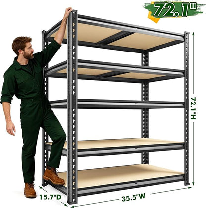 72.1" H Garage Shelving 2030LBS Garage Storage Shelves, 5 Tier Adjustable Metal - Image 3