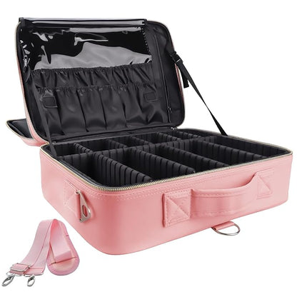 gzcz Large Capacity Travel Makeup Case Organizer, Professional Cosmetic Bags by GZCZ