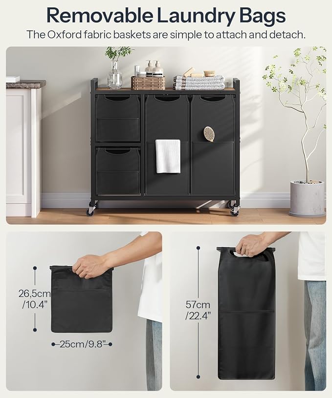 HOOBRO Laundry Sorter with 4 Section, 39 Gal. Laundry Hamper with Wheels - Image 5