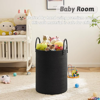 Laundry Basket, Woven Cotton Rope Laundry Hamper, 60L - Image 4