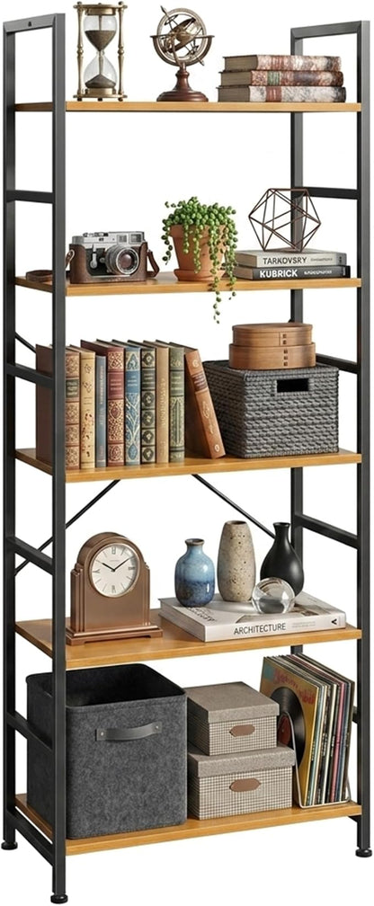 HealSmart 5 Tier Bookshelf, Free Standing Book Shelf Home Office Bookcase Shelf by HealSmart
