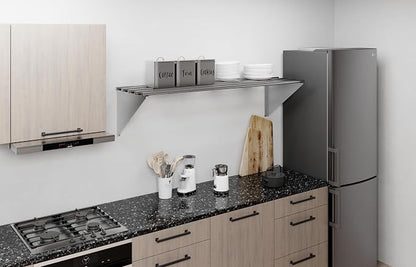 AmGood 18 in. x 60 in. NSF Stainless Steel Tubular Wall Shelf | Heavy-Duty - Image 2