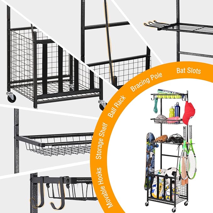PLKOW Sports Equipment Storage for Garage, Indoor/Outdoor Sports Rack for Garage - Image 4