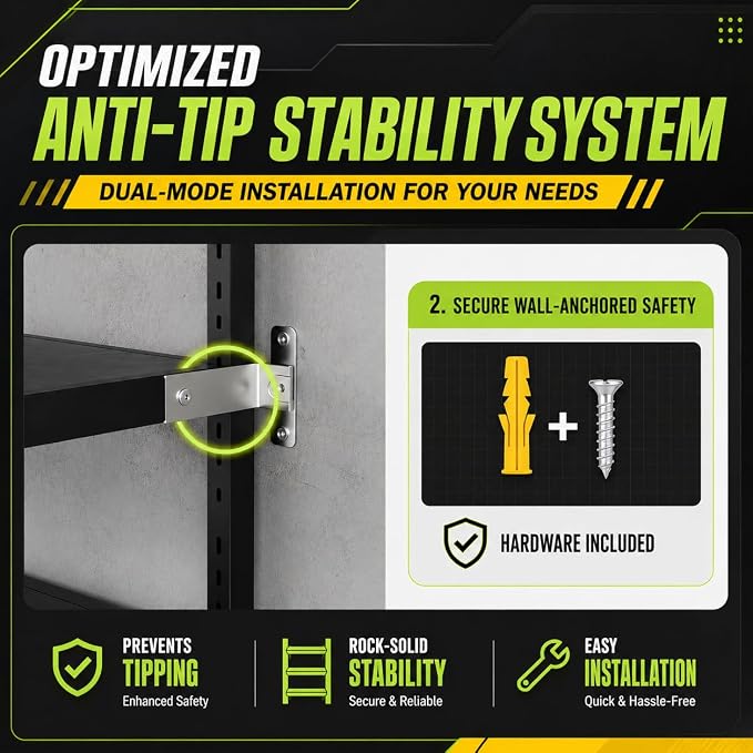 Garage Shelving, 2-in-1 Adjustable Storage Shelves - Image 7