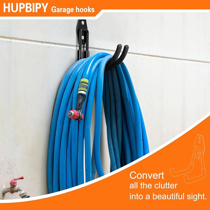 Heavy Duty Garage Hooks 4 Pack, J Shaped Hanger, Wall Mounted Storage System - Image 4