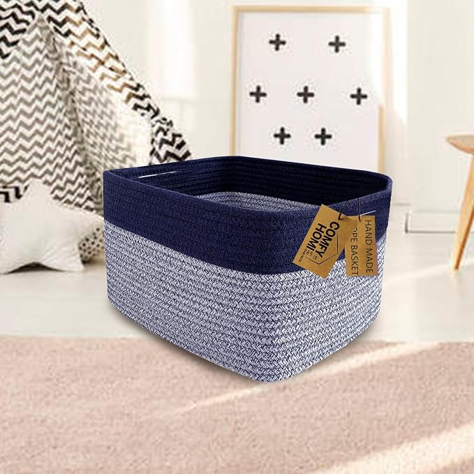 COMFY-HOMI Rectangular Cotton Rope Basket - Image 4