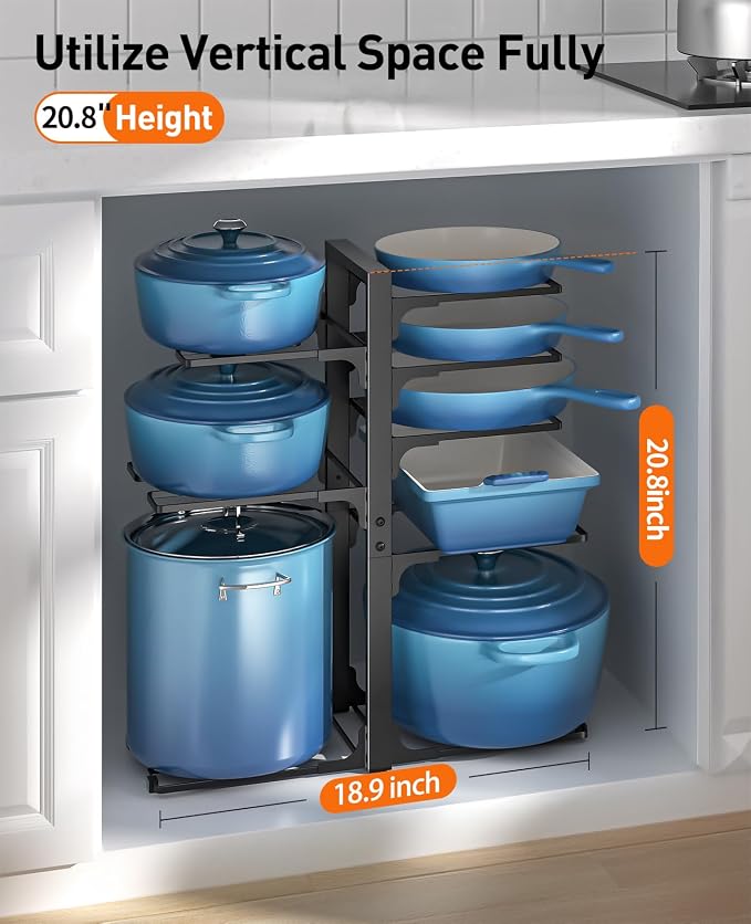 ORDORA Pots and Pans Organizer: under Cabinet, 20.8" Height Heavy Duty 120LBS - Image 2