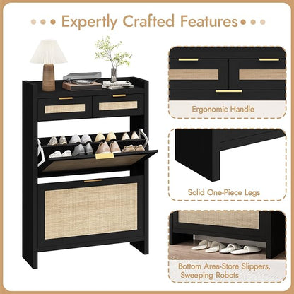 HOKYHOKY Rattan Shoe Storage Cabinet - Image 6