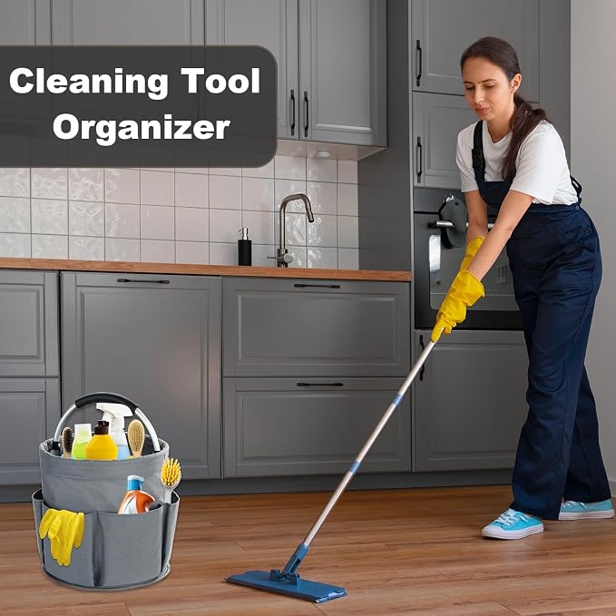 17L Cleaning Caddy with Handle, Cleaning Supplies Organizer, Foldable Storage - Image 2
