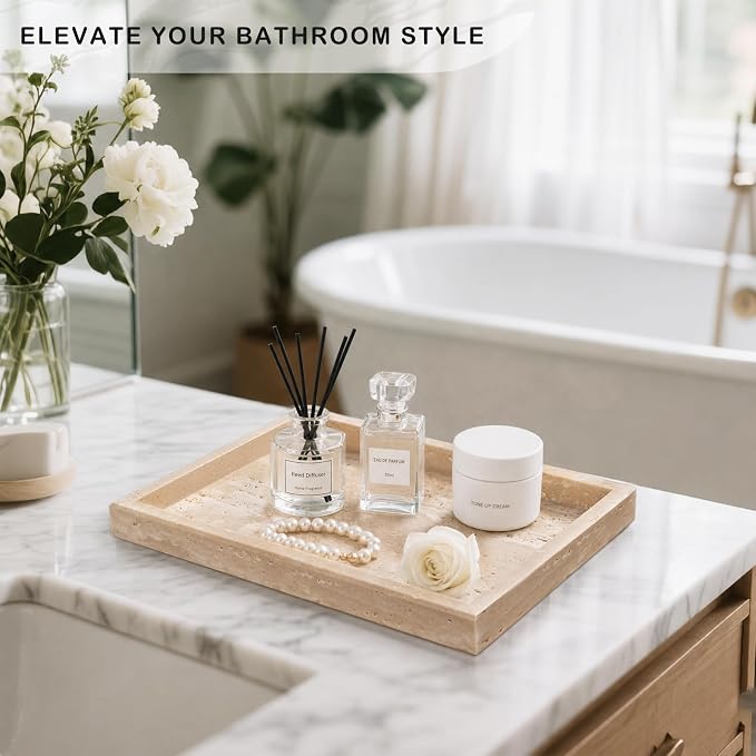 Marble Bathroom Tray for Countertop & Home Decor, Natural Decorative Marble - Image 5