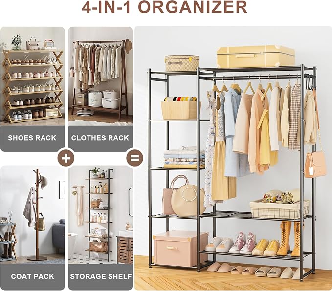 Closet Wardrobe, Closet Organizers and Storage System, Metal Clothes Rack | All - Image 4