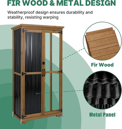 Ketive Outdoor Storage Cabinet, Tall Tool Garden Cabinet - Image 3