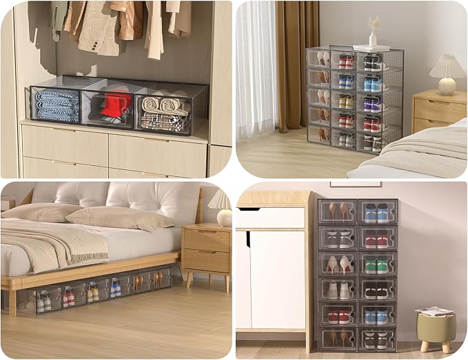 Kuject XX-Large Shoe Storage Boxes 12 Pack, Entryway & Under-Bed Storage - Image 8